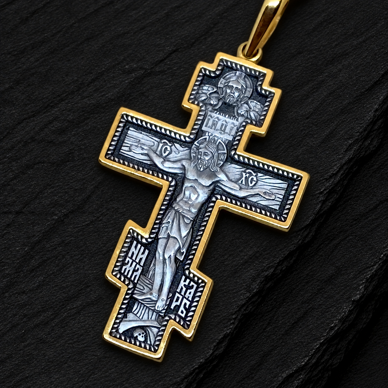 The Crucifixion of Christ. The Archangel Michael. Orthodox Cross