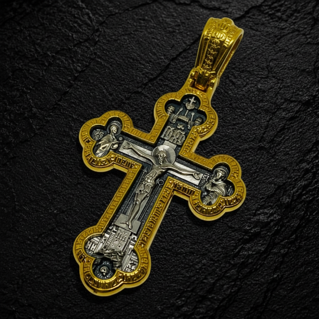 The Crucifixion. St Alexander Nevsky. The Prayer "Let God Arise". Orthodox Cross