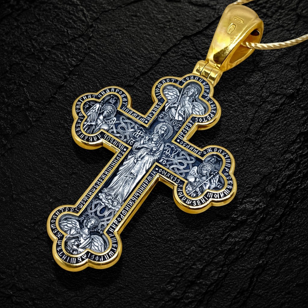 The Crucifixion of Christ. Christ Pantocrator. The Prayer "Let God Arise". The Valaam Icon of the Mother of God. The Archangels Uriel, Michael, Gabriel and Raphael. Orthodox Cross